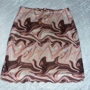 Bailey Rose mini skirt XS brown/pink/white swirl
